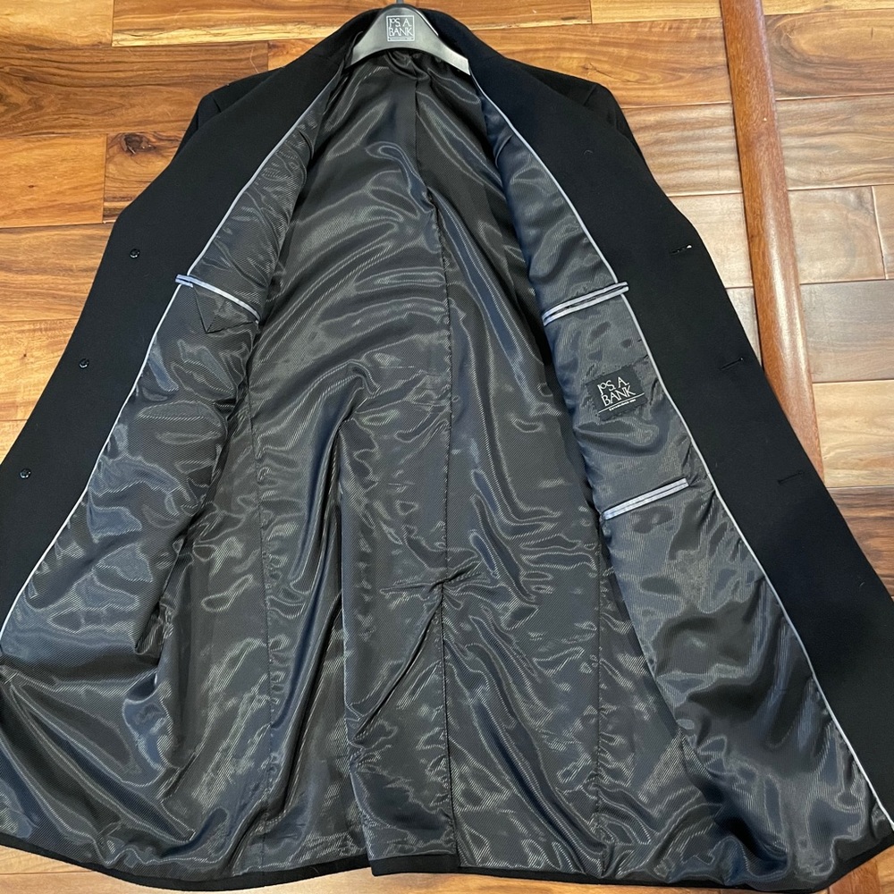 Black Jos A. Bank Wool Top Coat (L) - Picture 2 of 3